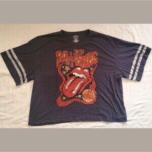 Rolling Stones Tongue Logo Tee 2X Black Vintage Style